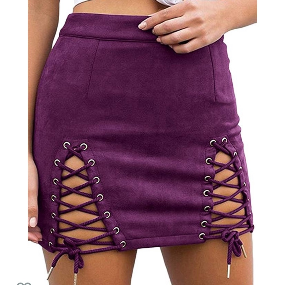 3/$15!  Lace Up Mini Skirt